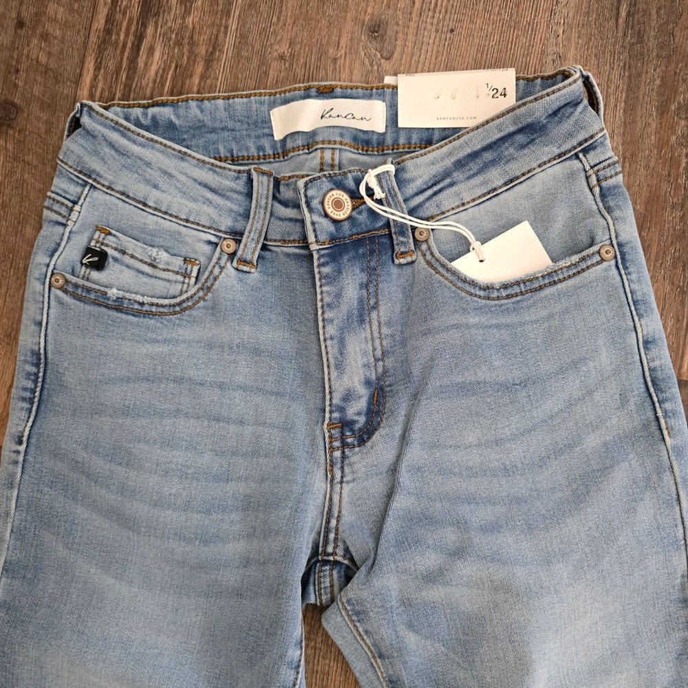 KanCan Mid Rise Super Skinny Jeans Womens 1/24 Light Blue Casual Distressed - Picture 3 of 7